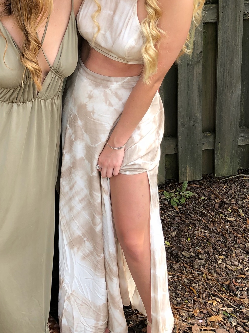 Two-Piece Tie-Dye Set in Cream and Taupe